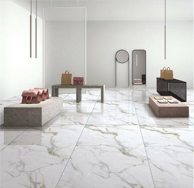 China Modern Nano Crystallized Glass Stone Slabs Calcatta Gold Large White Slab For Kitchen Countertops for sale