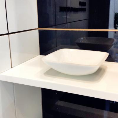 China Luxury Nano Gold Glass Phoenix Pure White Artificial Stone Sinks for sale