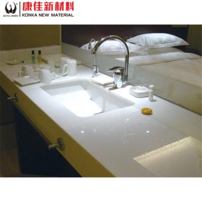 China Luxury Cheap Price Nano White Marble Stone Vanity Tops Table Tops Bathroom Vanity Tops Man-Made Countertops Wash Basin for sale