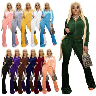 China New Breathable Velvet Workout Tracksuits Sweatsuit Casual Hoodie Pants Winter Set Autumn 2 Piece Set Women Two Piece Set for sale