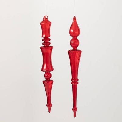 China RED DROP GLASS ORNAMENT Europe FINIAL set of 2 for sale