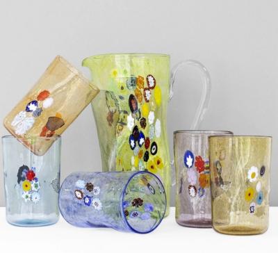 China Minimalist Glass Tall Set Of 6 Pieces Handcrafted Glass Murano Colored Tumblers Mugs for sale