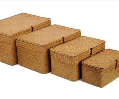 China Sustainable Wicker Baskets With Lids Nautral Vegetable Plankton Storage Baskets for sale