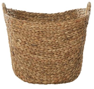 China The Sustainable Eco Friendly Plant Plankton Woven Large Wicker Basket With Arched Handles Rustic Natural Brown for sale