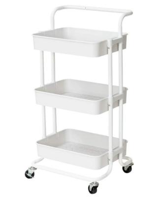 China Traditional 3 Tier Rolling Utility Cart With Handle With Wheels for sale