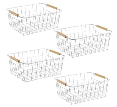 China Storage& Organizing White Wire Baskets With Handles Set Of 4 for sale