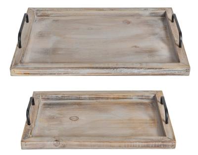 China Vintage Sustainable Food Serving Trays Rustic Burnt Set of 2 for sale