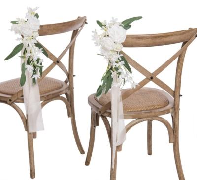 China Minimalist Wedding Aisle Chair Decorations Set of 8 Blush Ivory Floral Bench Flowers Wedding Flowers for sale