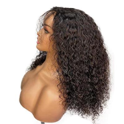 China Water Wave Cuticle Aligned Wig Brazilian Wet And Wavy 100% Virgin Human Hair Lace Wigs With Bangs for sale