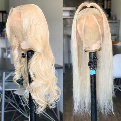 China Silky Straight Wave 613 Hair Wigs Cuticle Aligned Virgin Hair 13X4 Human Hair Wigs Blonde 613 Straight Lace Front Wigs for sale