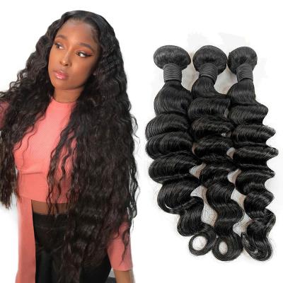 China Unprocessed Loose Deep Wave Hair Bundles With Closure Virgin Mink Brazilian Hair In China for sale