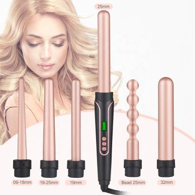 China COSHARE Outdoor 3 Barrel Iron Hair Rotating Curling Wand 6 in 1 Curl Magic Iron Automatic Cordless Hair Curler for sale