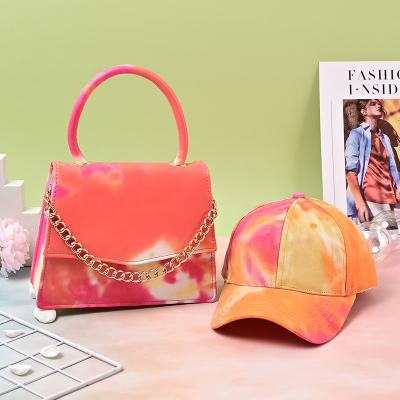 China 2021 Hot High Quality Fashion Dye Link Design Women Ladies Handbags Leather Cross Chain PU Purses - Body Shoulder Bag Purses And Hat Luxury Set for sale