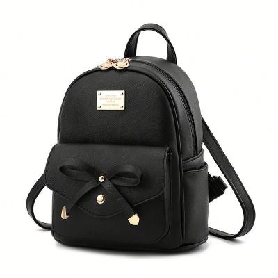 China Mini Leather Backpack Fashion Small Daypack Waterproof Hot Sell Cute Bowknot Purse for Girls and Women for sale