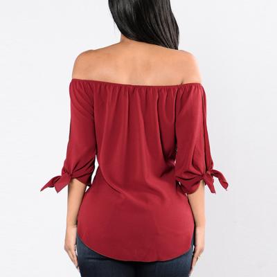 China Long Sleeve Lady Woman Casual Latest Fashion Off Shoulder Blouse Tops Designs for sale