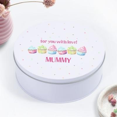 China Wholesale Recyclable Tin Airtight Cake Metal Box Round White Metal Container Cookies Tins Canister Packaging for sale