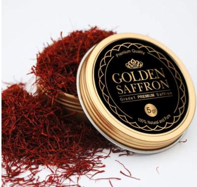 China Tin Box Window Plain Gold Saffron Packaging Tin 1g 2g 3g 5g 10grams Round Gold Metal Custom Saffron Food Factory Wholesale Price for sale