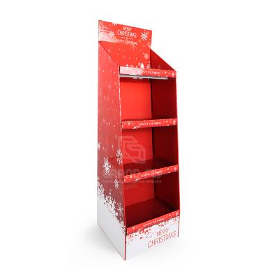 China Box recommended based on your requests Floor-standing Four-Layer Corrugated Cardboard Supermarket Display Rack for Christmas Day for sale