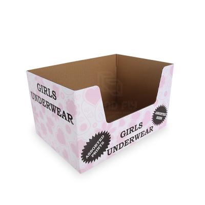 China PDQ Tray Display Box Packaging Eco-friendly Material Stackable Shelf Ready For Girls Underwear for sale