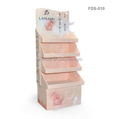 China Custom Customized Cardboard Display Stand Makeup Link Display Rack Shelf For Cosmetics for sale