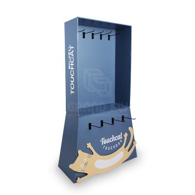 China Factory Custom Single Sided Hook Cardboard Customized Display Racks Paper Cardboard Floor Display Stand Supermarket Shelf for sale