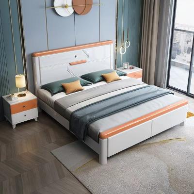 China Factory Direct Bright Solid Wood Bright Bed Sofa Bed Modern Simple Oak Kid's Bed 1.6m for sale