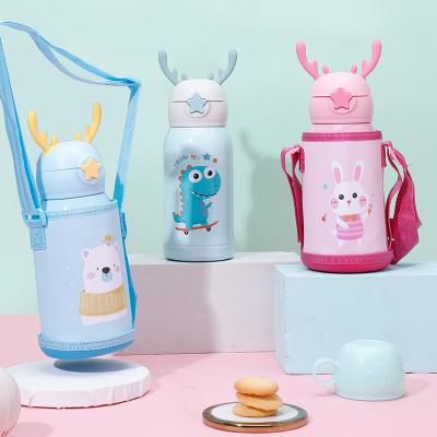 China WITH LID new 316 stainless steel thermos kindergarten kettle custom cartoon logo kids antlers creative gift mug for sale