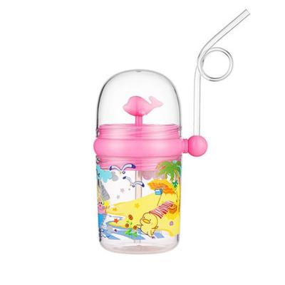 China Straw Cups Drop-Resistant Toddler Student Plastic New Product Whale Straw Cup Sustainable Summer Children's Spray Cup for sale