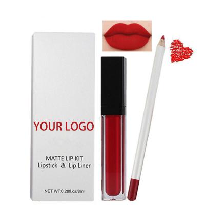 China Waterproof 2 in 1 OEM Odm Customize Your Logo Wholesale Vegan Cruelty Free Matte Creamy Brown Lipliner and Lip Gloss for sale