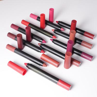 China Waterproof No Logo Matte Natural Waterproof Lip Liner High Bulk Pigment Customized Tube Thick Round Lipliner Pencil for sale