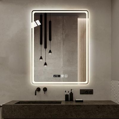 China SAIRI Square Rectangle Led Lighted Magnifying Bathroom Wall Mounted Vanity Mirror With Fog Light Function for sale