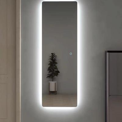 China Henan Factory SAIRI Customized Magnifying Smart Shape Height Bathroom Magnifying Led Light Mirror for sale