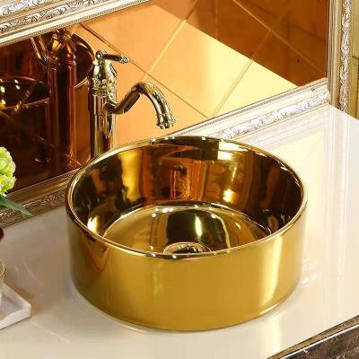 China SAIRI Modern Gold Plated Countertop Basin for sale