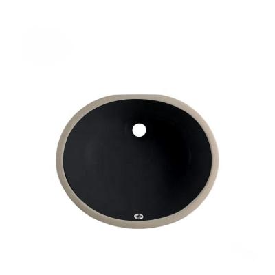 China Ceramic Modern Black Under Oval Counter Sink Undermount Bathroom Sink for sale