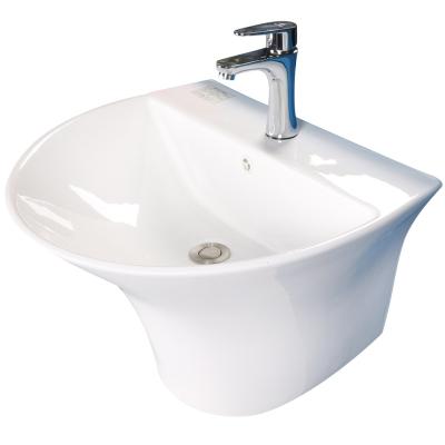 China SAIRI Chaozhou Modern Ceramic One Piece Round Wall Hung Basin for sale