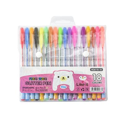 China Office & School Markers Glitter Gel Pens Set 0.5MM Wholesale Custom 18 Colors Glitter Pen for sale