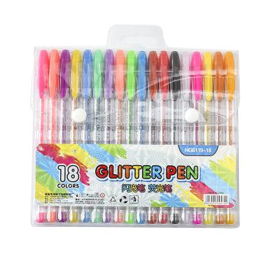 China Office & School Markers Glitter Gel Pens 0.5MM Neon Pen Mini Gel Pen Wholesale Glitter 18 Color Set Glitter Pen for sale