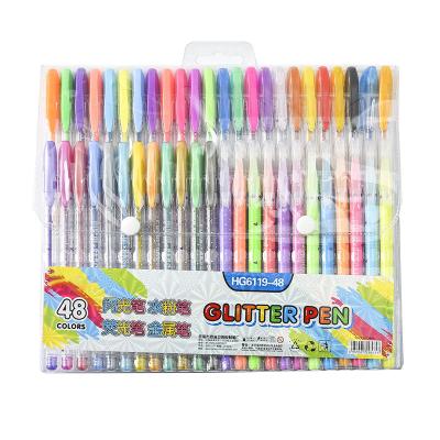 China Office & School Markers Glitter Gel Pens 0.5MM 48 Colors Set Neon Glitter Mini Gel Pen Wholesale Free Samples Glitter Pen for sale