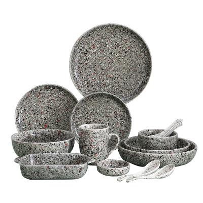 China Retro Style Stocked Ceramic Tableware Dishes Sets Western Dishes Series Can Be Customized Logo for sale