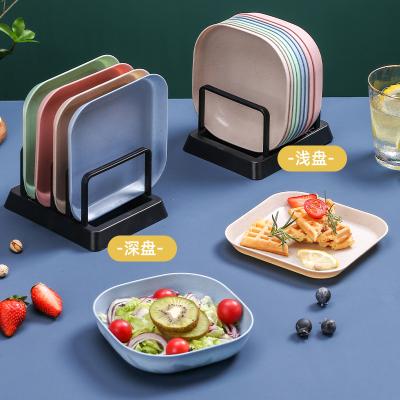 China New Stocked Wheat Straw Dinner Plates Plastic Biodegradable Dinnerware Set Dish Set With Different Size for sale