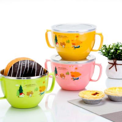 China Large Home Hotel Restaurant Stainless Steel Children's Tableware With Lid Complementary Food Bowl 700ml for sale