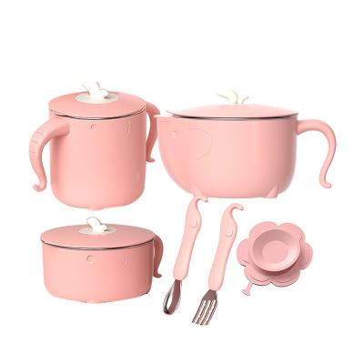 China Disposable Children's Tableware Set Gift Box 304 Stainless Steel Baby Food Bowl Complementary Spoon for sale