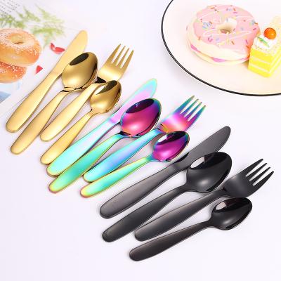 China Sustainable 304 Stainless Steel Children's Cutlery Set Western Style Cutlery Set Color Plated Dinnerware for sale