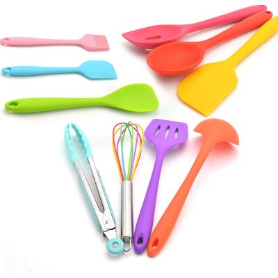 China 10 Spatula Tools Silicone Cooking Nonstick Baking Set Disposable Colorful Silicone Kitchenware Set for sale