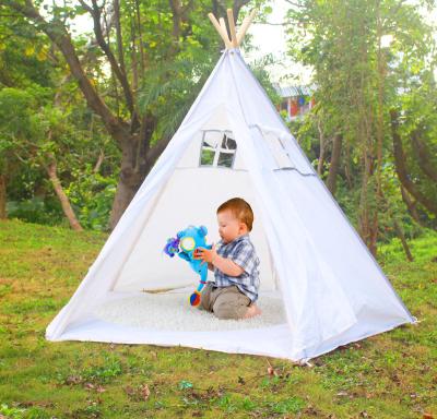 China White Sports Toy Teepee Tent 4 Poles Teepee Tent Suitable For Children's Entertainment Customizable Outdoor Indoor Kids Play Tents for sale