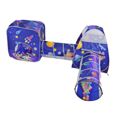 China Sports Play 4pc Rocket Kids Play Tents Crawl Tunnels, Ball Pit with Basketball Hoop, Pop Up Playhouse for Boys, Girls, Babies, and Toddler for sale