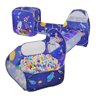 China Sports Toy Ball Pit Tents, Space Theme Pop Tents For Babies, 2 5 Piece Kids Tents + 2 Crawling Tunnels + 1 Ball Pit With Basketball Hoop for sale