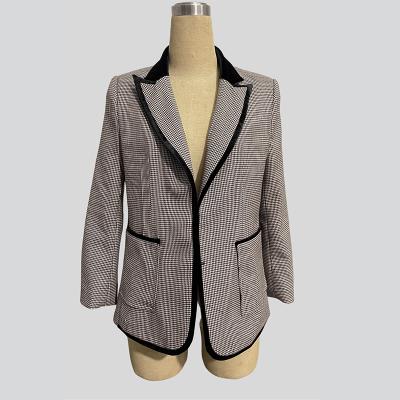 China Anti-wrinkle Women's Blazer Fashion Autumn Casual Checked Suits Custom Printing Blazers For Women for sale