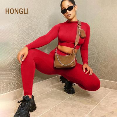 China Hot Sale Breathable Sheath Two Piece Pants Set Women Clothing Multi Color Long Sleeve 2 Piece Set Women Yoga Suits for sale