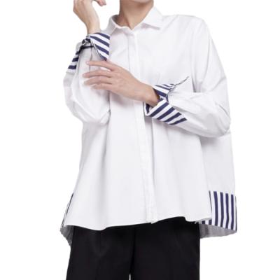 China Custom Made Women's Anti Shrink White Shirts Tops Plus Size Tops Lady Long Sleeve Button Down Cotton Casual Blouse for sale